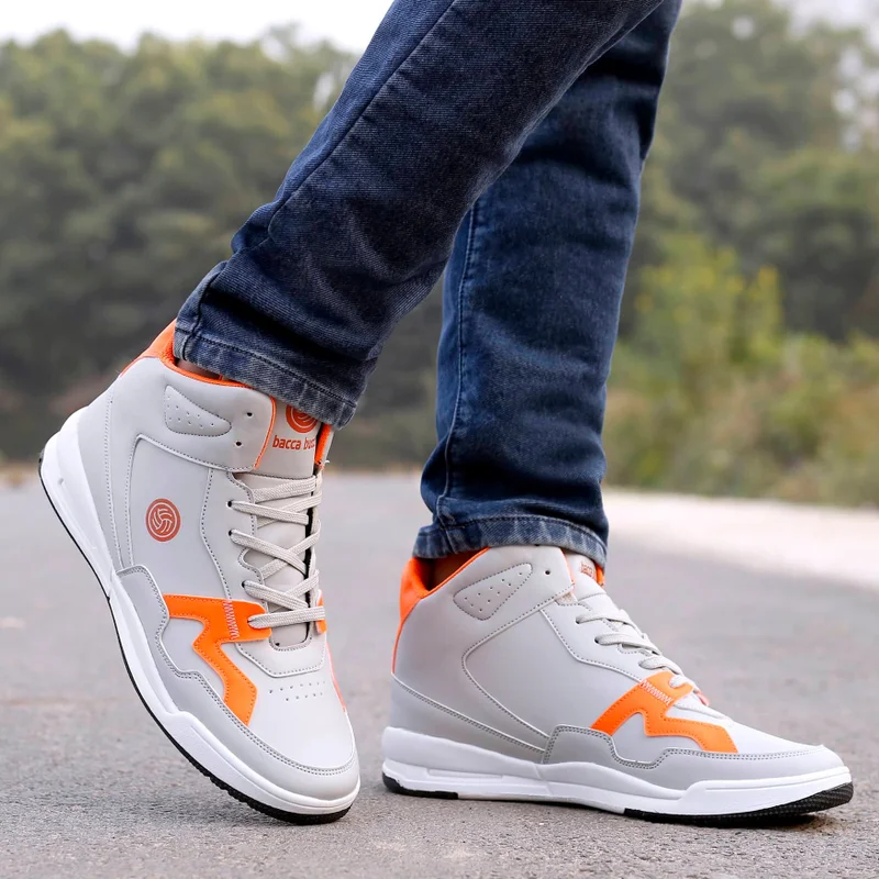 Bacca Bucci Grey Urban Retro Series Korean-Style Mid-Top Sneakers for Men | Best Price UAE